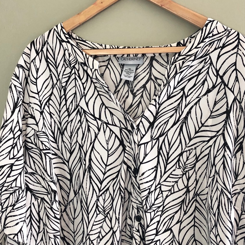 Catherine’s Button Down Mandarin Collar Plus Top